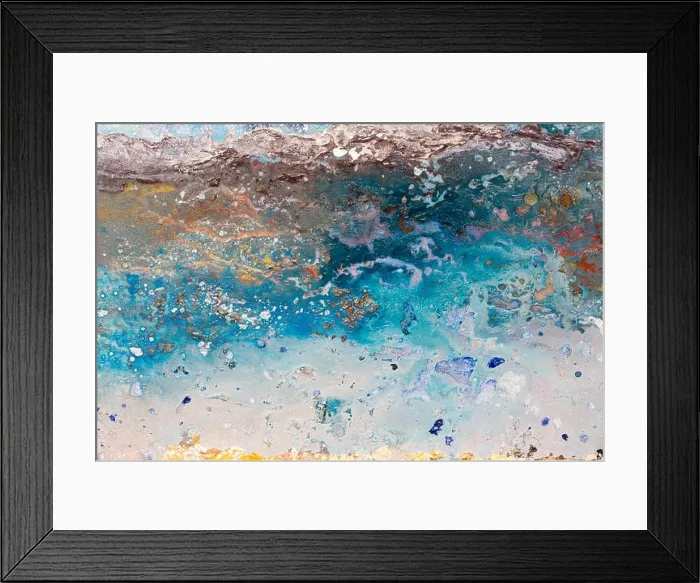 Framed Print : Original painting, artwork, oil on canvas, sea waves and white b Framed Print : Original painting, artwork, oil on canvas, sea waves and white b