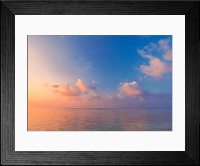 Framed Print : Seascape gold sunset orange blue colorful sky white fluffy clouds sea sun rays, water wave reflection nature landscape seascape. Relax, inspire scenic Framed Print : Seascape gold sunset orange blue colorful sky white fluffy clouds sea sun rays, water wave reflection nature landscape seascape. Relax, inspire scenic