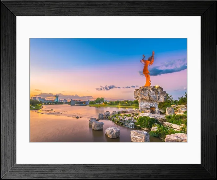 Framed Print : Wichita, Kansas, USA downtown skyline at dusk Framed Print : Wichita, Kansas, USA downtown skyline at dusk