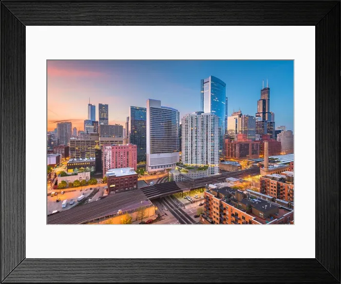 Framed Print : Chicago, Illinois, USA downtown cityscape at dusk Framed Print : Chicago, Illinois, USA downtown cityscape at dusk