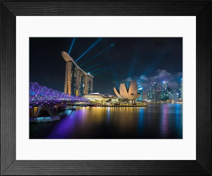 Framed Print : Singapore Marina bay at night, Singapore city with light show is famous and beautiful show Framed Print : Singapore Marina bay at night, Singapore city with light show is famous and beautiful show