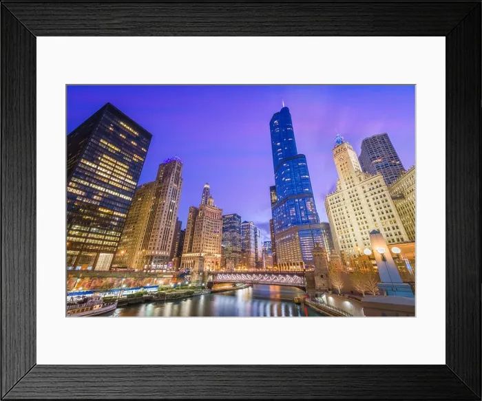 Framed Print : Chicago, Illinois, USA cityscape on the river at twilight Framed Print : Chicago, Illinois, USA cityscape on the river at twilight