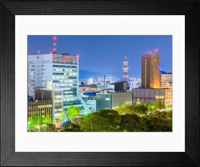 Framed Print : Wakayama City, Japan downtown cityscape at night Framed Print : Wakayama City, Japan downtown cityscape at night