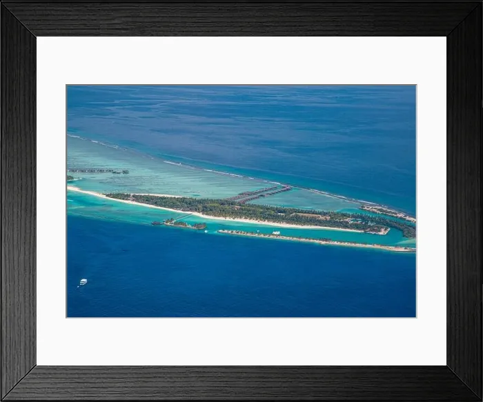 Framed Print : Maldives paradise scenic. Tropical aerial landscape, seascape with long jetty, water villas with amazing sea and lagoon beach, tropical resort nature Framed Print : Maldives paradise scenic. Tropical aerial landscape, seascape with long jetty, water villas with amazing sea and lagoon beach, tropical resort nature