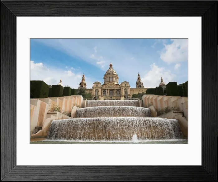 Framed Print : Barcelona Placa De Espanya, the National Museum with magic fountain in afternoon at Barcelona. Spain. Famous landmark in Spain Framed Print : Barcelona Placa De Espanya, the National Museum with magic fountain in afternoon at Barcelona. Spain. Famous landmark in Spain
