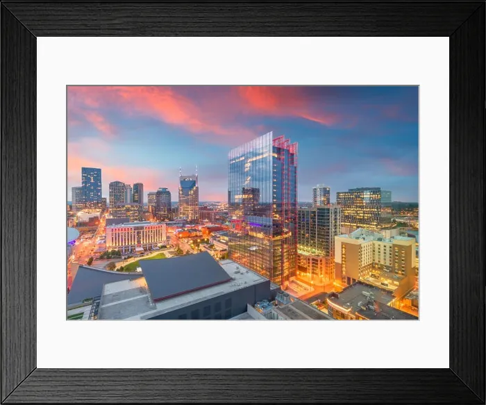 Framed Print : Nashville, Tennessee, USA downtown cityscape at dusk Framed Print : Nashville, Tennessee, USA downtown cityscape at dusk