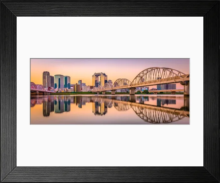 Framed Print : Osaka, Japan Umeda District cityscape panorama on the Yodogawa River Framed Print : Osaka, Japan Umeda District cityscape panorama on the Yodogawa River