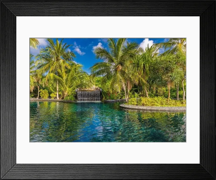 Framed Print : Beautiful luxury hotel pool resort, waterfall with coconut palm trees. Amazing tropical spa, relaxation swimming poolside summer mood vacation holiday Framed Print : Beautiful luxury hotel pool resort, waterfall with coconut palm trees. Amazing tropical spa, relaxation swimming poolside summer mood vacation holiday