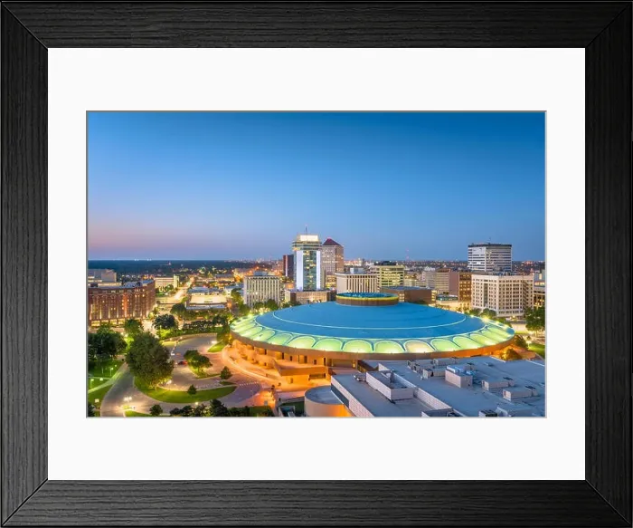 Framed Print : Wichita, Kansas, USA downtown skyline at dusk Framed Print : Wichita, Kansas, USA downtown skyline at dusk