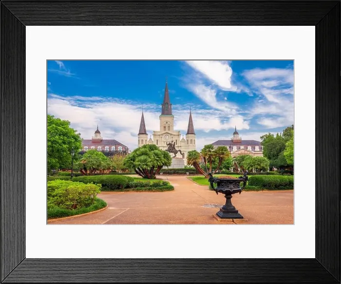 Framed Print : New Orleans, Louisiana, USA at Jackson Square and St. Louis Cathedral in the morning Framed Print : New Orleans, Louisiana, USA at Jackson Square and St. Louis Cathedral in the morning