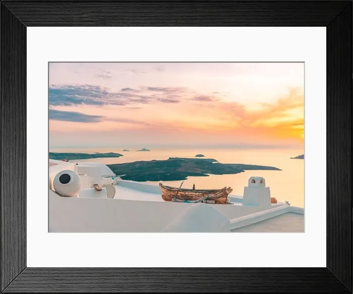 Framed Print : Fantastic evening view of Santorini island. Picturesque summer sunset on famous view, Greece, Europe. Traveling concept background. Sunset landscape Framed Print : Fantastic evening view of Santorini island. Picturesque summer sunset on famous view, Greece, Europe. Traveling concept background. Sunset landscape