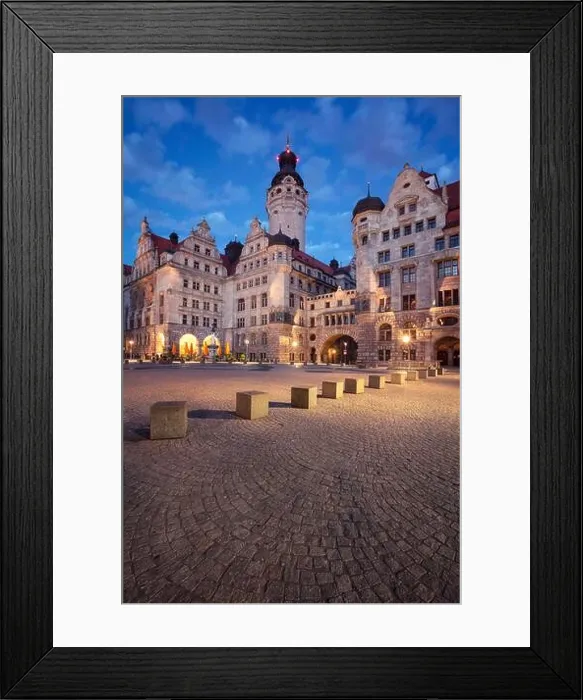 Framed Print : Leipzig, Germany. Cityscape image of Leipzig, Germany with New Town Hall at twilight blue hour Framed Print : Leipzig, Germany. Cityscape image of Leipzig, Germany with New Town Hall at twilight blue hour