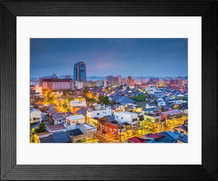 Framed Print : Matsue, Shimane, Japan town skyline at twilight Framed Print : Matsue, Shimane, Japan town skyline at twilight