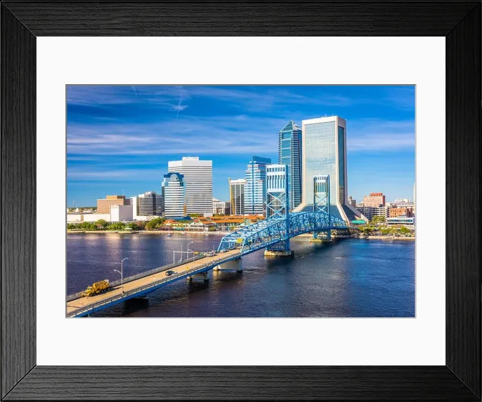 Framed Print : Jacksonville, Florida, USA downtown skyline at dusk over St. Johns River Framed Print : Jacksonville, Florida, USA downtown skyline at dusk over St. Johns River
