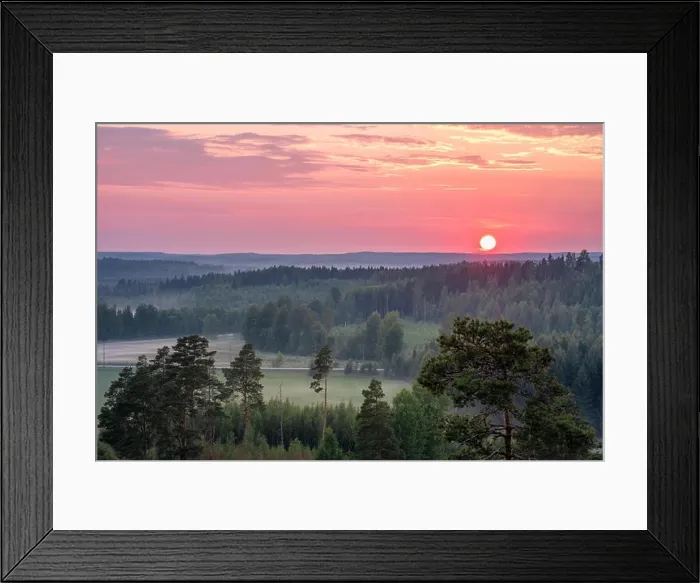 Framed Print : Scenery high angle view with sunset and evening light at summer in Finland Framed Print : Scenery high angle view with sunset and evening light at summer in Finland