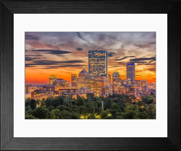Framed Print : Boston, Massachusetts, USA downtown skyline over the park Framed Print : Boston, Massachusetts, USA downtown skyline over the park
