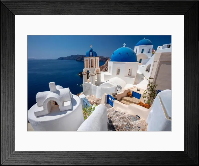 Framed Print : Oia, Santorini. Image of famous cyclades village Oia located at the island of Santorini, South Aegean, Greece Framed Print : Oia, Santorini. Image of famous cyclades village Oia located at the island of Santorini, South Aegean, Greece