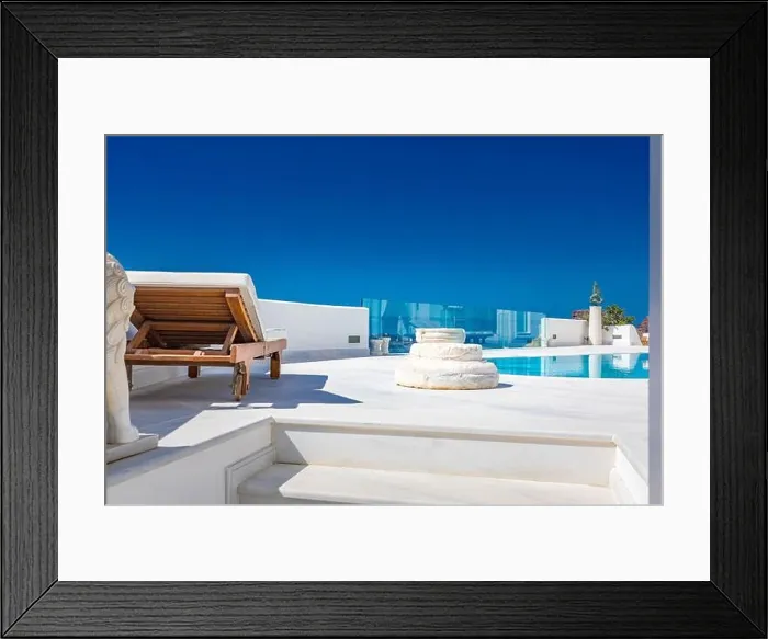 Framed Print : Amazing landscape, infinity pool caldera view Santorini, Greece with cruise ships. Blue sky wonderful summer scenery travel vacation, holiday. Inspire Framed Print : Amazing landscape, infinity pool caldera view Santorini, Greece with cruise ships. Blue sky wonderful summer scenery travel vacation, holiday. Inspire