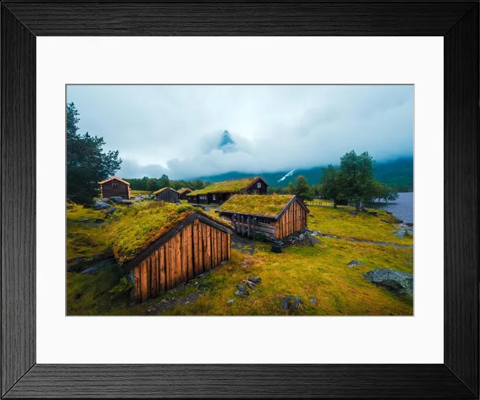 Framed Print : Norwegian grass roof old house Framed Print : Norwegian grass roof old house