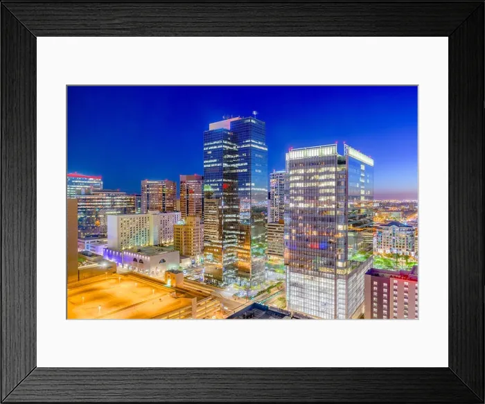 Framed Print : Phoenix, Arizona, USA cityscape in downtown at sunset Framed Print : Phoenix, Arizona, USA cityscape in downtown at sunset
