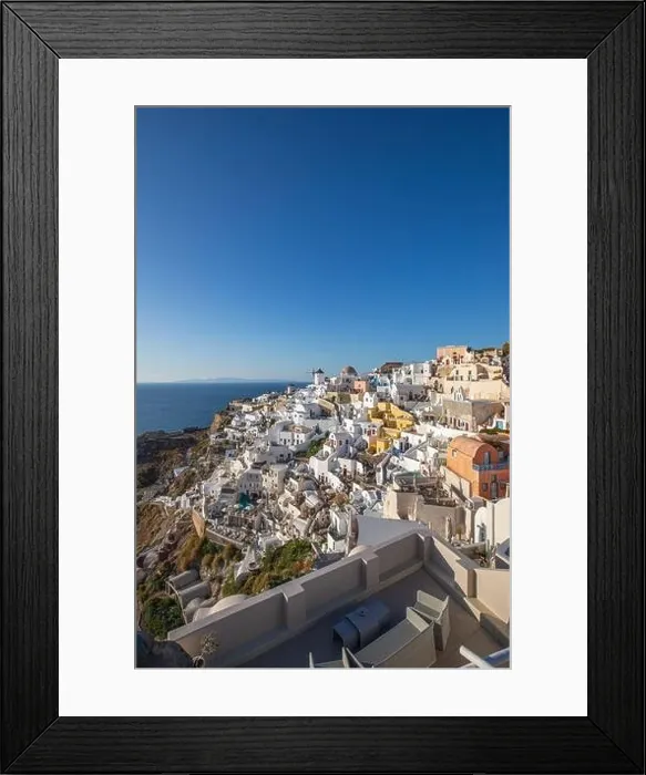 Framed Print : Santorini island, Greece. Incredibly romantic summer landscape on Santorini. Oia village in the morning light. Amazing view with white houses. Island Framed Print : Santorini island, Greece. Incredibly romantic summer landscape on Santorini. Oia village in the morning light. Amazing view with white houses. Island