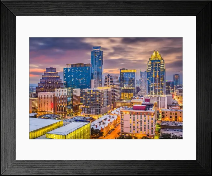 Framed Print : Austin, Texas, USA downtown cityscape at dusk Framed Print : Austin, Texas, USA downtown cityscape at dusk