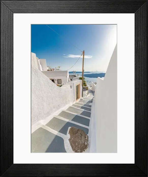 Framed Print : Amazing landscape of Fira, white architecture caldera view Santorini, Greece, cruise ships. Blue sky, wonderful summer mood, sunny vacation, holiday Framed Print : Amazing landscape of Fira, white architecture caldera view Santorini, Greece, cruise ships. Blue sky, wonderful summer mood, sunny vacation, holiday