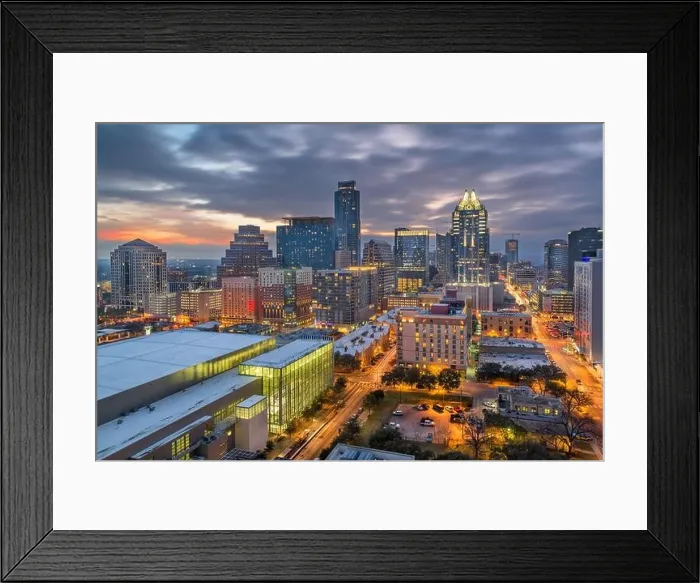 Framed Print : Austin, Texas, USA downtown cityscape at dusk Framed Print : Austin, Texas, USA downtown cityscape at dusk