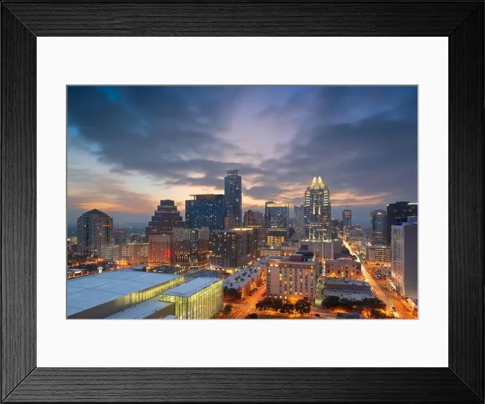 Framed Print : Austin, Texas, USA downtown cityscape at dusk Framed Print : Austin, Texas, USA downtown cityscape at dusk