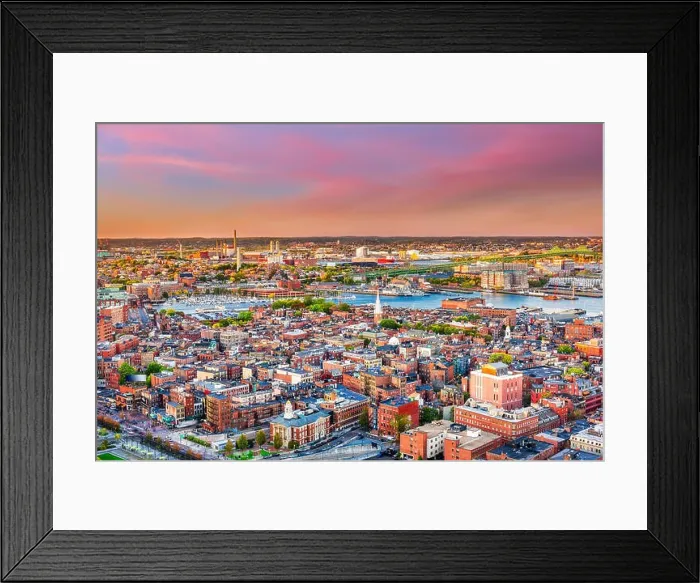 Framed Print : Boston, Massachusetts, USA cityscape over North End Framed Print : Boston, Massachusetts, USA cityscape over North End