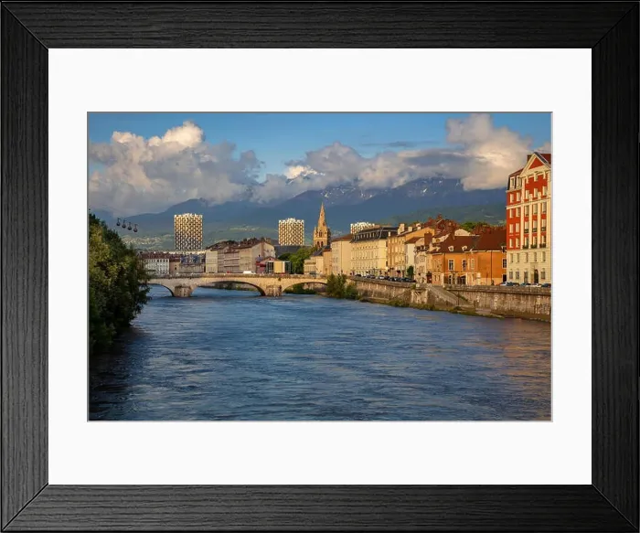 Framed Print : Grenoble. Cityscape image of Grenoble, France during sunset