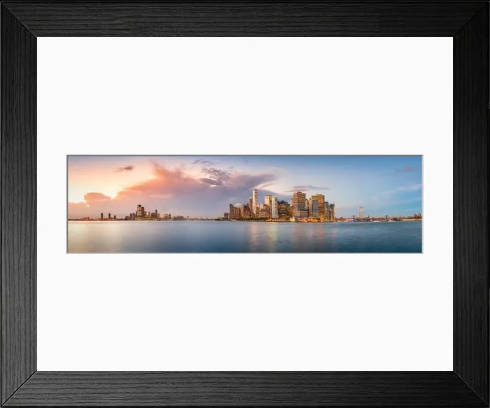 Framed Print : New York, New York, USA skyline view of Lower Manhattan on the East River at dusk Framed Print : New York, New York, USA skyline view of Lower Manhattan on the East River at dusk