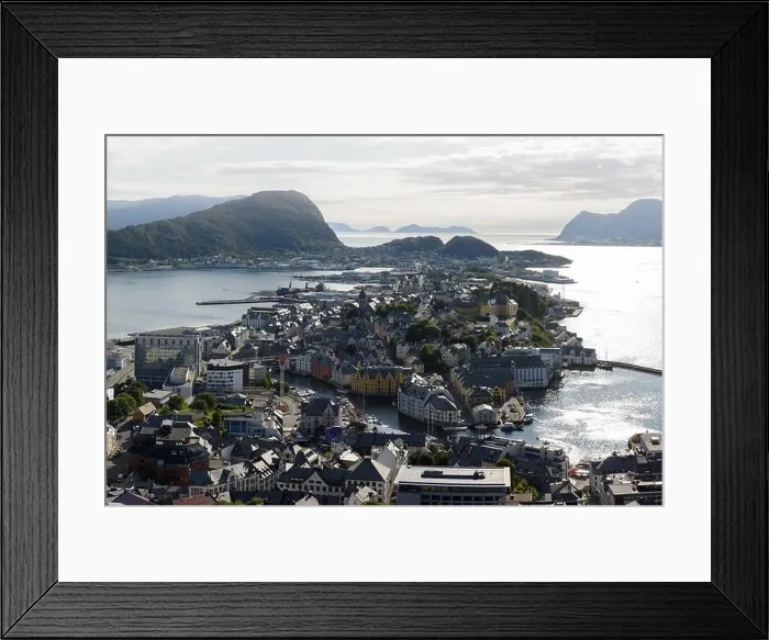 Framed Print : Colorful sunset in Alesund port town Framed Print : Colorful sunset in Alesund port town