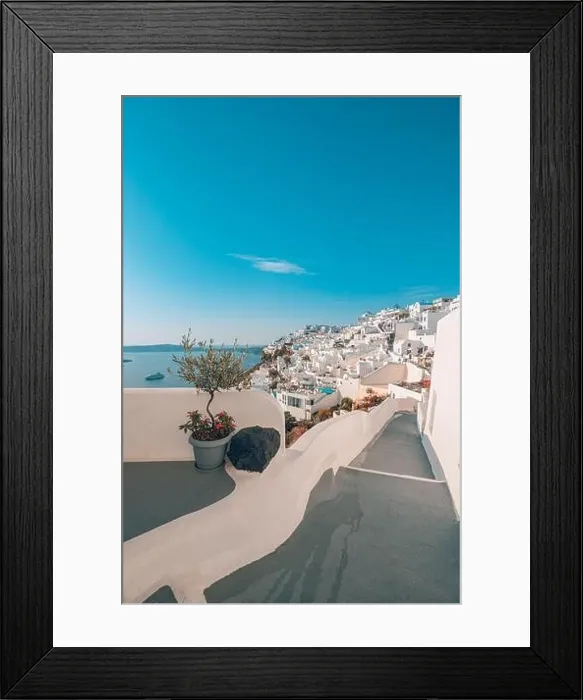 Framed Print : Amazing evening view over white architecture and romantic sunset light, Santorini, summer romance, honeymoon destination. Traveling concept, vacation Framed Print : Amazing evening view over white architecture and romantic sunset light, Santorini, summer romance, honeymoon destination. Traveling concept, vacation