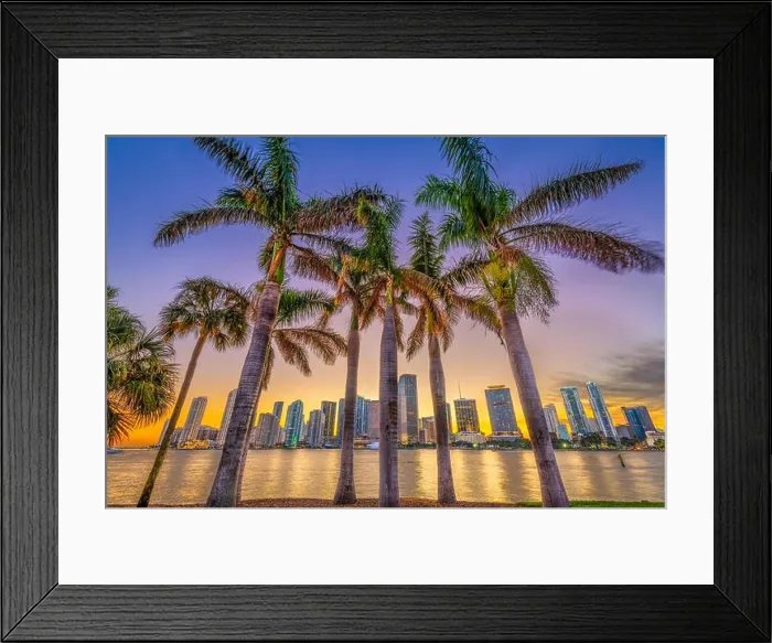Framed Print : Miami, Florida, USA skyline on Bisayne Bay at dusk Framed Print : Miami, Florida, USA skyline on Bisayne Bay at dusk