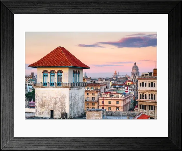 Framed Print : Havana, Cuba downtown skyline from the port at dawn Framed Print : Havana, Cuba downtown skyline from the port at dawn