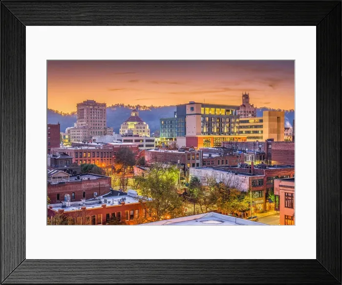 Framed Print : Asheville, North Caroilna, USA downtown skyline at dawn Framed Print : Asheville, North Caroilna, USA downtown skyline at dawn