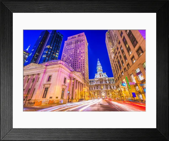 Framed Print : Philadelphia, Pennsylvania, USA cityscape on Broad Street with City Hall Framed Print : Philadelphia, Pennsylvania, USA cityscape on Broad Street with City Hall