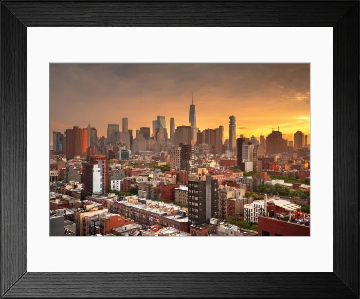 Framed Print : New York, New York, USA Lower Manhattan city skyline rooftop view at dusk Framed Print : New York, New York, USA Lower Manhattan city skyline rooftop view at dusk