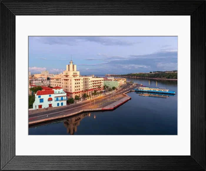 Framed Print : Havana, Cuba downtown skyline from the port at dawn Framed Print : Havana, Cuba downtown skyline from the port at dawn