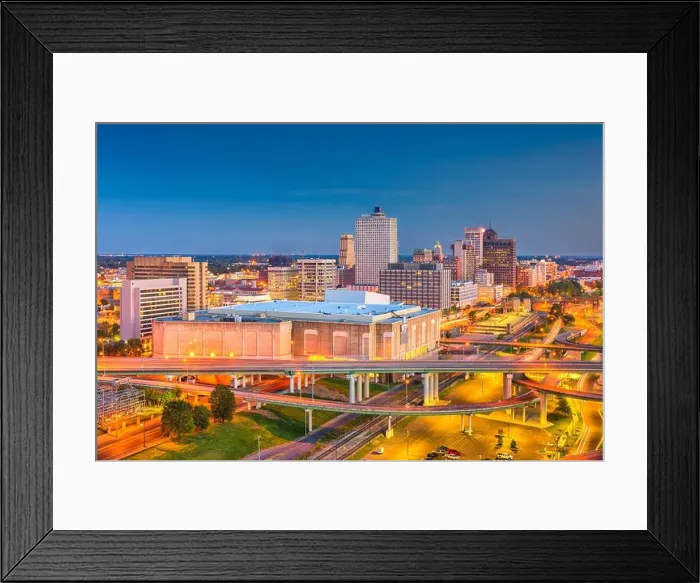 Framed Print : Memphis, Tennessee, USA downtown city skyline over highways at dusk Framed Print : Memphis, Tennessee, USA downtown city skyline over highways at dusk