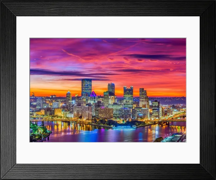 Framed Print : Pittsburgh, Pennsylvania, USA downtown skyline on the rivers at dawn Framed Print : Pittsburgh, Pennsylvania, USA downtown skyline on the rivers at dawn