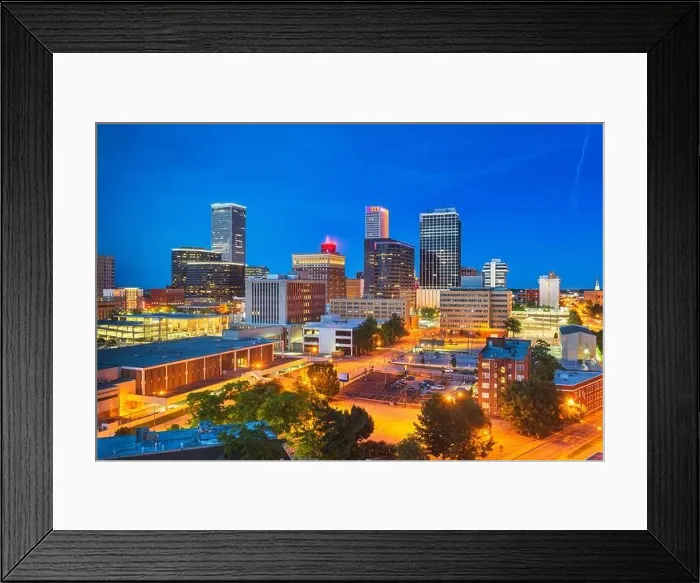 Framed Print : Tulsa, Oklahoma, USA downtown city skyline at twilight Framed Print : Tulsa, Oklahoma, USA downtown city skyline at twilight
