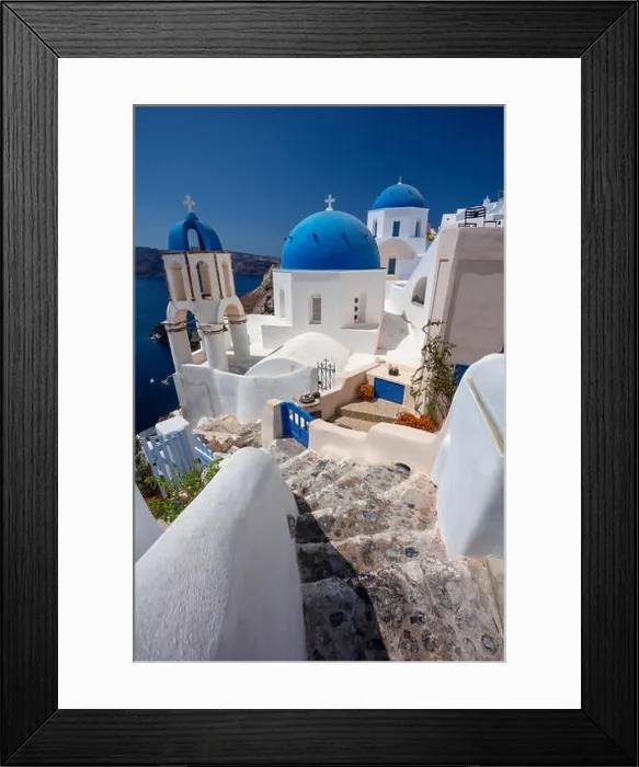 Framed Print : Oia, Santorini. Image of famous cyclades village Oia located at the island of Santorini, South Aegean, Greece