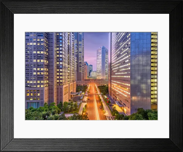 Framed Print : Shinjuku, Tokyo, Japan cityscape throught the Metropolitan Goverment Buildings at dusk Framed Print : Shinjuku, Tokyo, Japan cityscape throught the Metropolitan Goverment Buildings at dusk