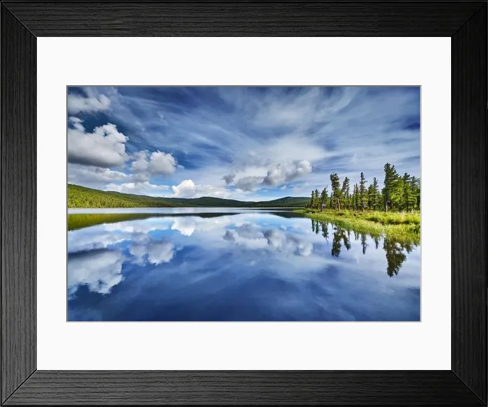 Framed Print : Beautiful still lake with reflection in Altai mountains Framed Print : Beautiful still lake with reflection in Altai mountains