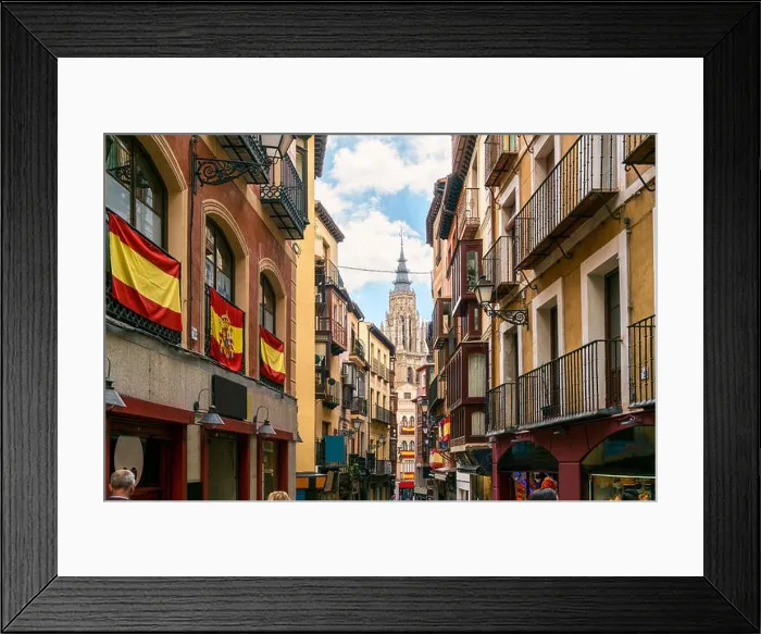 Framed Print : Many tourist sightseeing ancient city Toledo in Castilla la Mancha with Santa Iglesia Catedral Framed Print : Many tourist sightseeing ancient city Toledo in Castilla la Mancha with Santa Iglesia Catedral