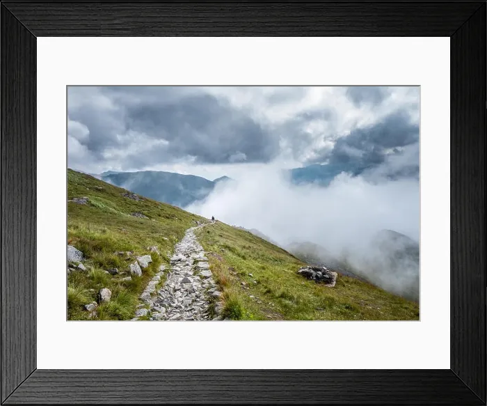 Framed Print : Scenic mountain view hiker at summer day in National park of Tatra mountains Framed Print : Scenic mountain view hiker at summer day in National park of Tatra mountains