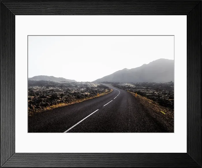 Framed Print : Typical Iceland landscape with road Framed Print : Typical Iceland landscape with road