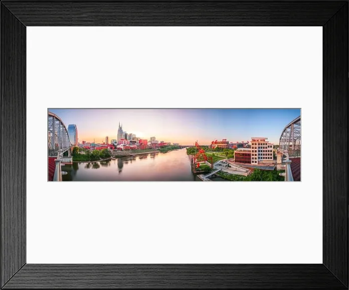 Framed Print : Nashville, Tennessee, USA downtown city skyline at dusk on the Cumberland River Framed Print : Nashville, Tennessee, USA downtown city skyline at dusk on the Cumberland River